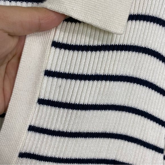 Abercrombie & Fitch Striped Blue White Collared Long Sleeve Midi Dress XL - Picture 7 of 9